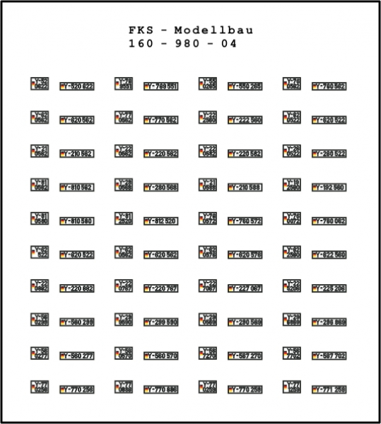 Bw-Nummernschilder (1:160)